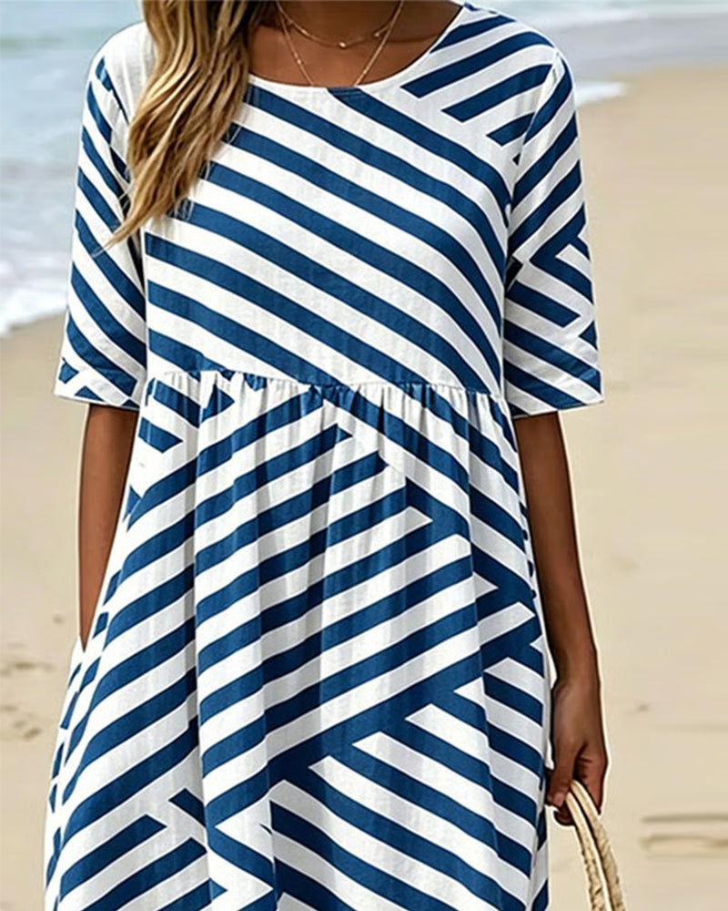 Striped Vacation A-Line Dress