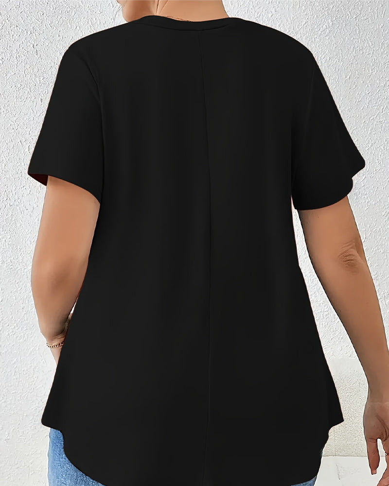 Solid Short Sleeve Crisscross Strap T-Shirt