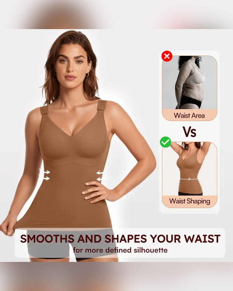 Women's 3-In-1 Light Fitted Soft Thermal Shapewear Built In Bra Tank Top