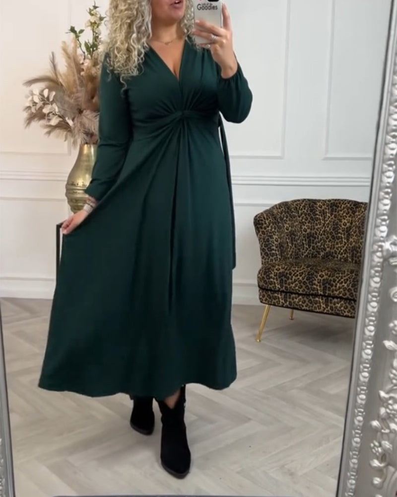 Sexy solid color Long Sleeve Dress