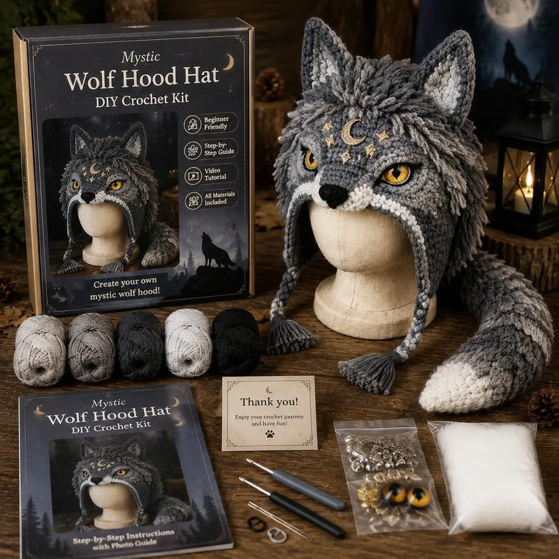 🐉✨ Fantasy Hood Hat DIY Crochet Kit 🧶🎭✨