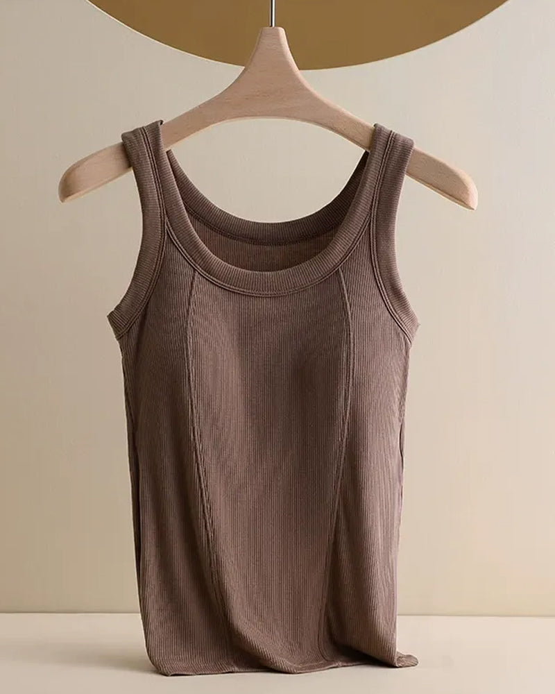 Solid Color Built In Bar Cami Top