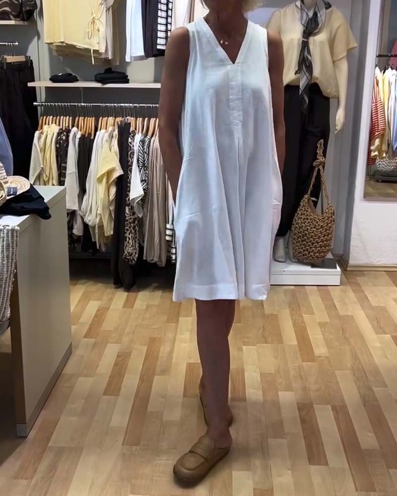 Sleeveless V-Neck Relaxed A-Line Dress