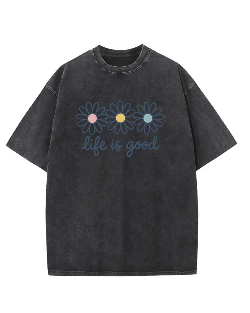 Daisy Print Casual Distressed T-Shirt