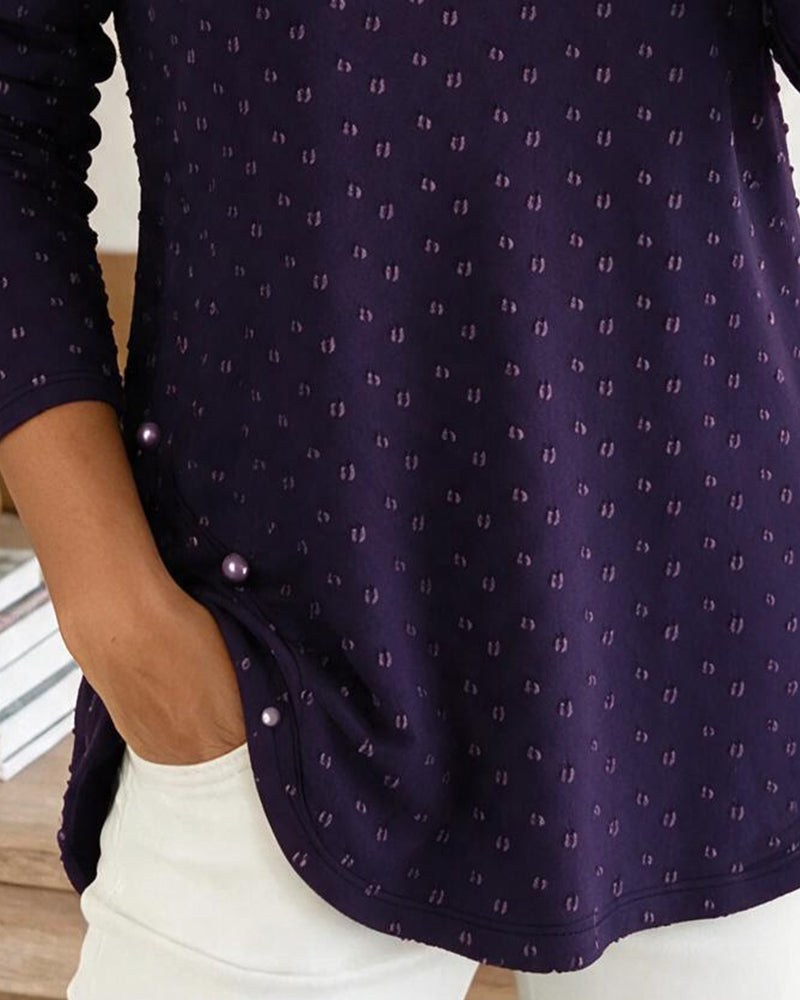 Casual Long Sleeve Lapel Top
