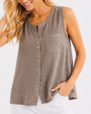 Casual Button Sleeveless Tank Top