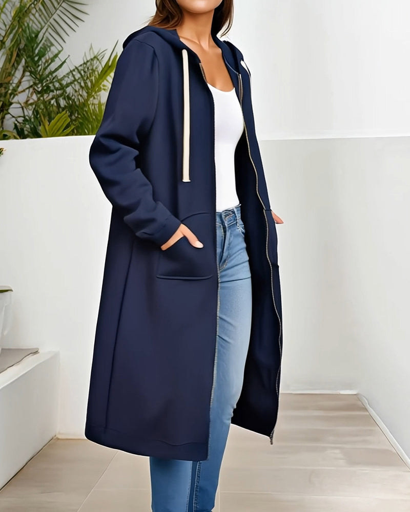Hooded Zip-Up Sweatshirt Coat
