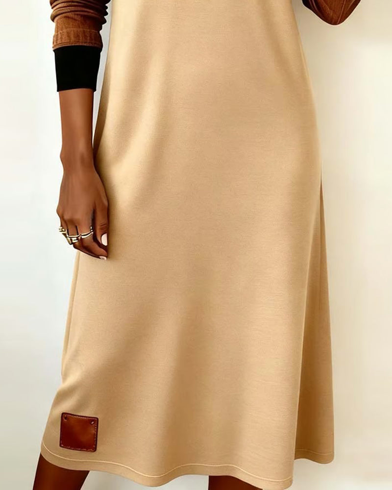 Contrast Color Hooded Fashionable Dress