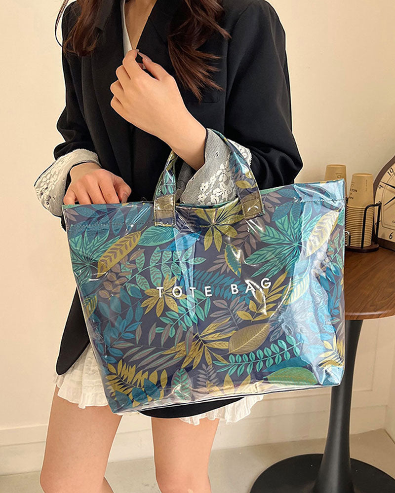 Women's Camo And And Leaf Print Tote Bag