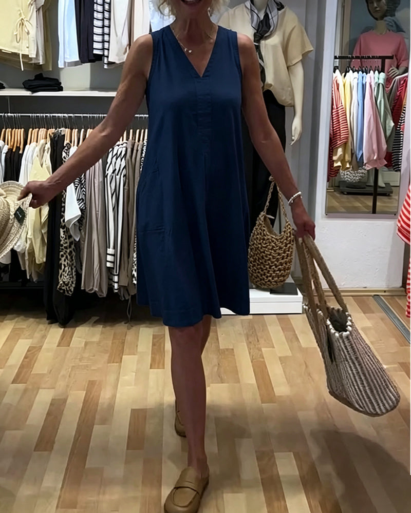 Sleeveless V-Neck Relaxed A-Line Dress