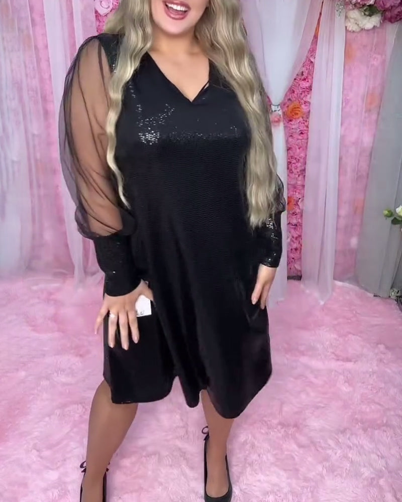 V-Neck Fashion Mesh Dress