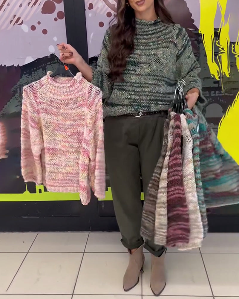 Retro Three-Quarter Sleeve Pullover Sweater