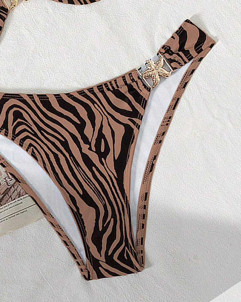 Zebra Print Sexy Lace-Up Bikini