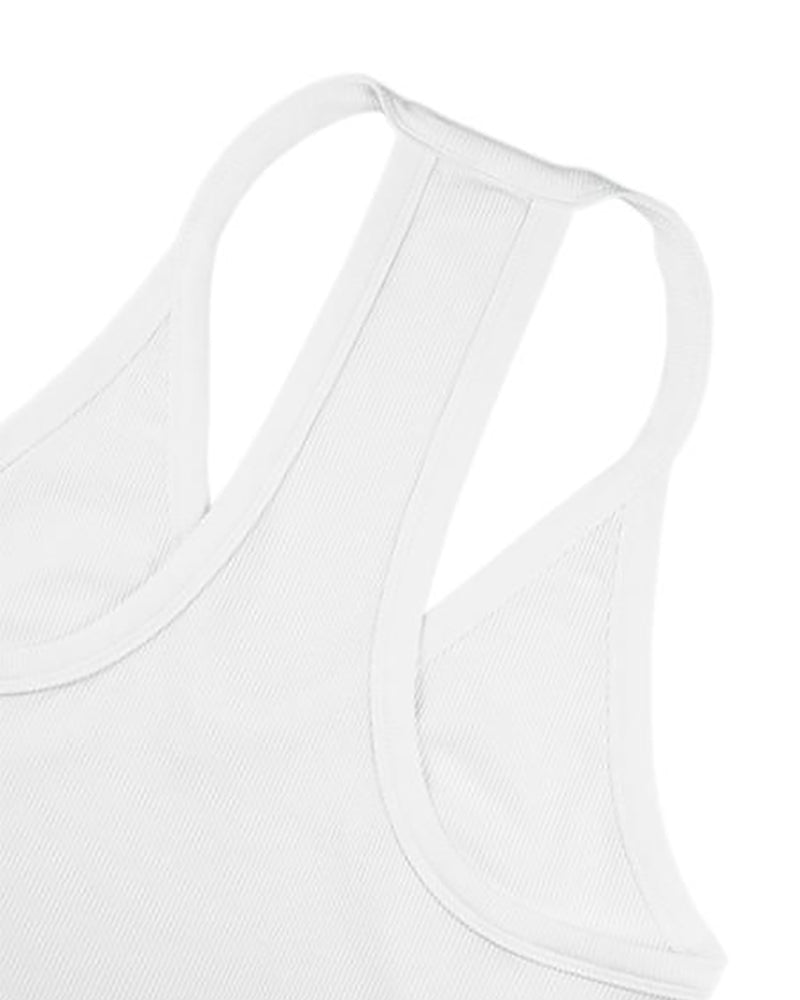 Solid Color V-Neck Backless Tank Top