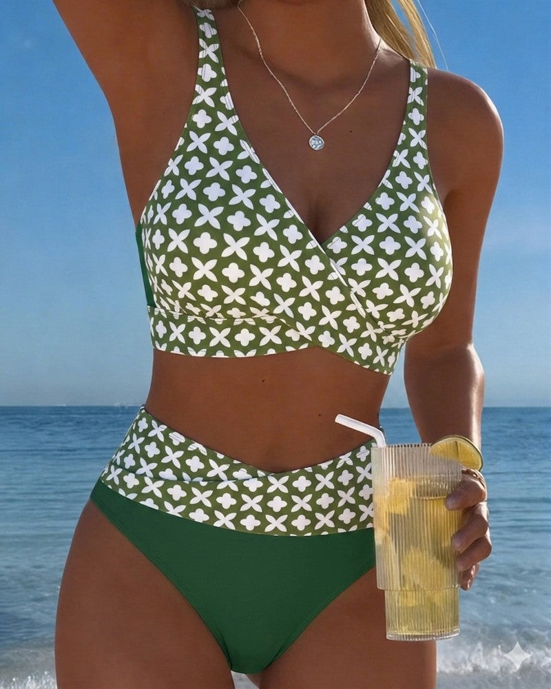 Four-Leaf Flower Cross Wrap Bikini