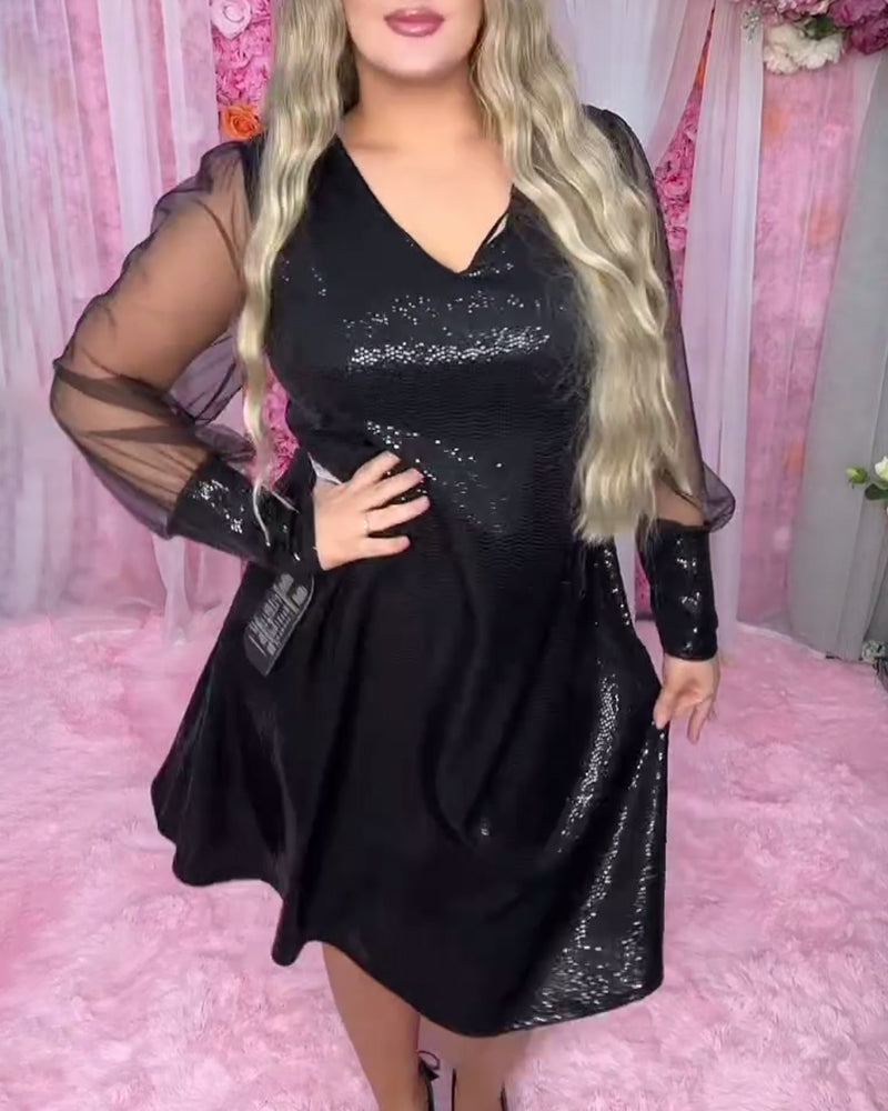 V-Neck Fashion Mesh Dress