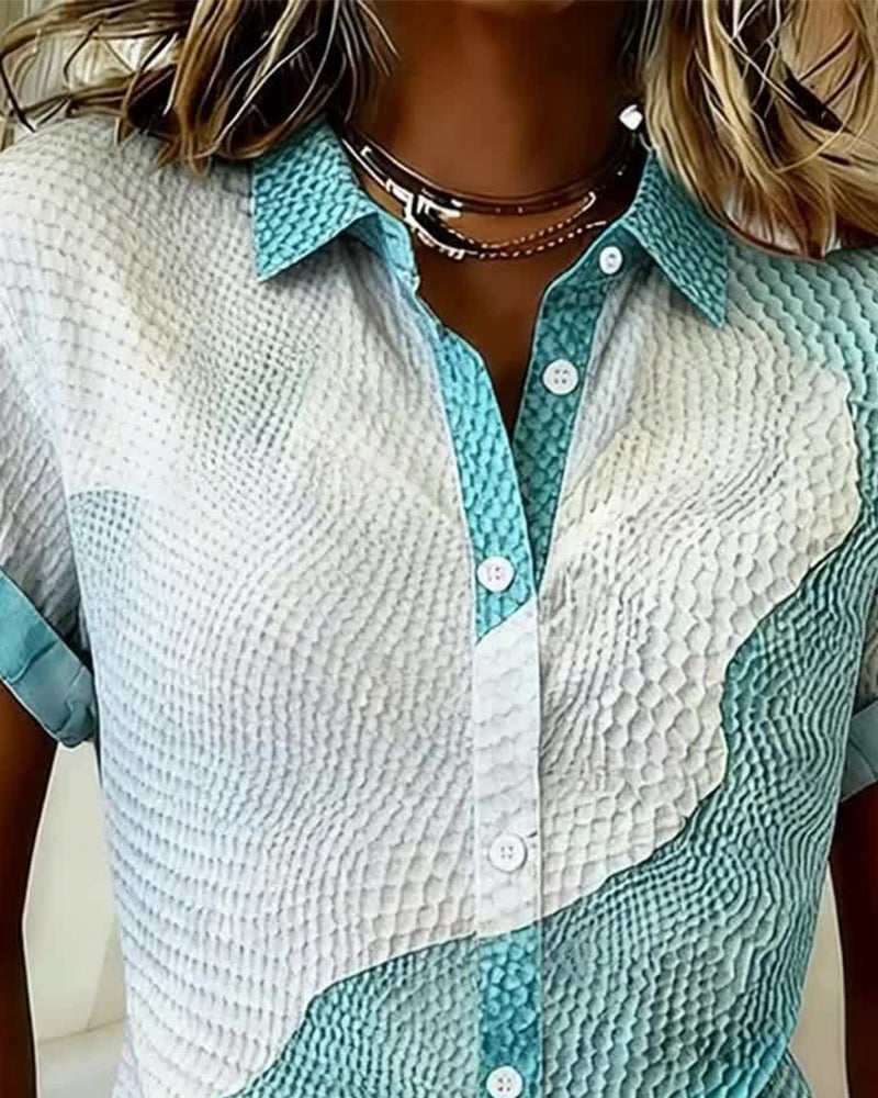 3d Printed Collar Short-Sleeve Shirt