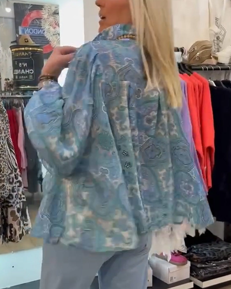 Loose Cashew Flower Lapel Shirt