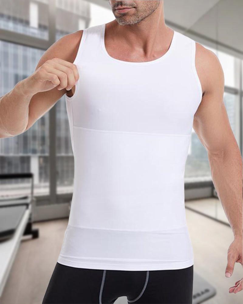 Men's abdominal tight fit solid color vest