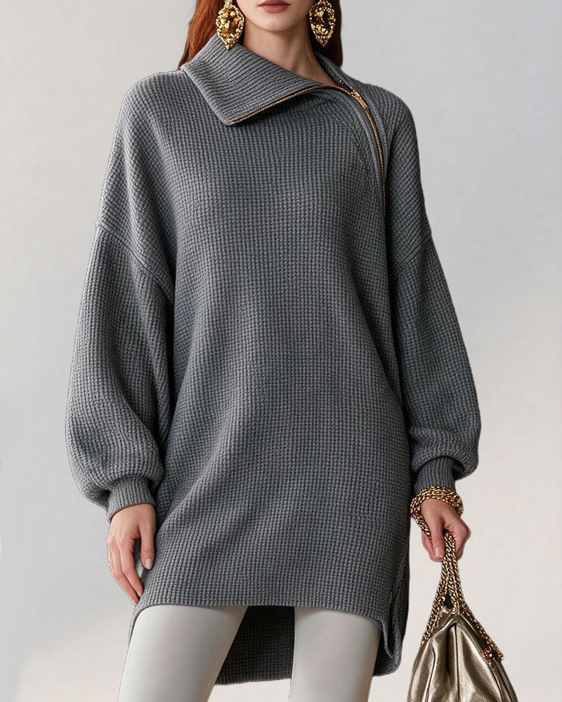 Fashion Zipper Long Knit Dress