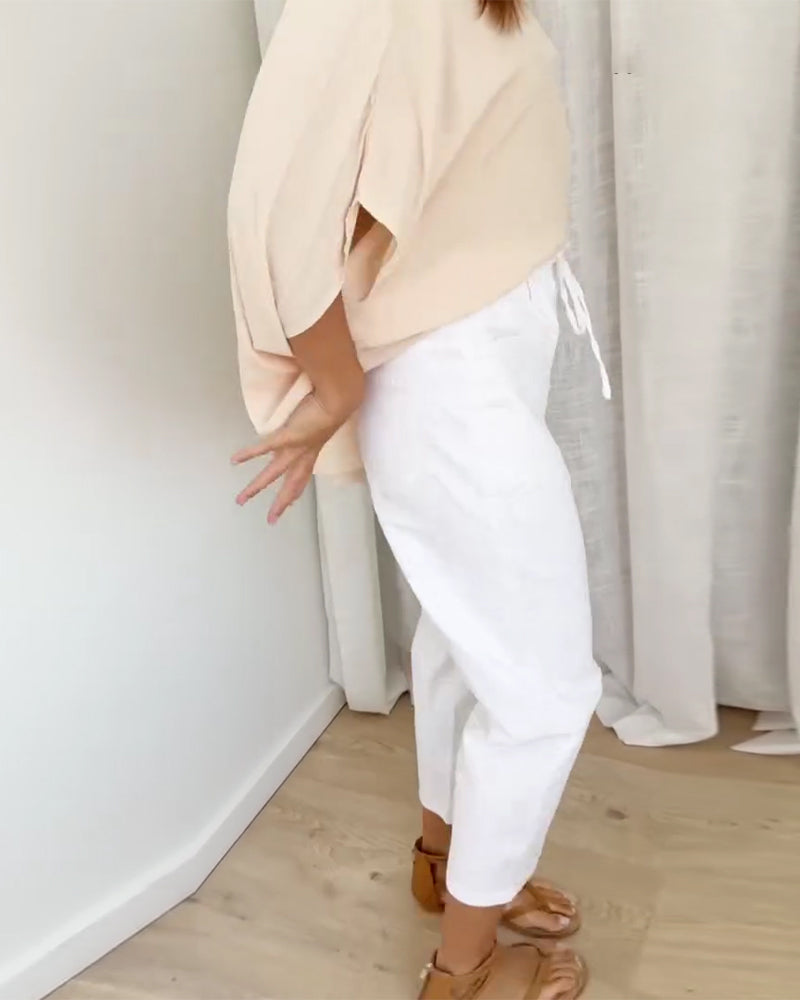 Denim Pocket Cropped Pants