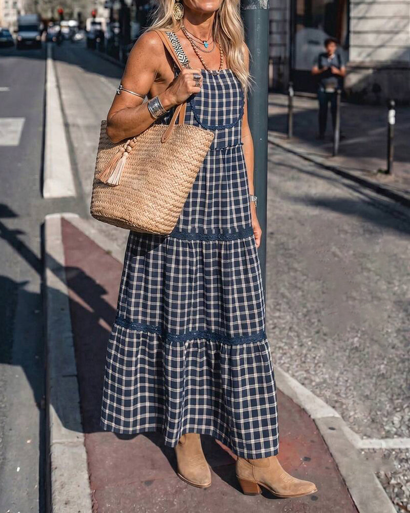 Camisole Plaid Patchwork Dress