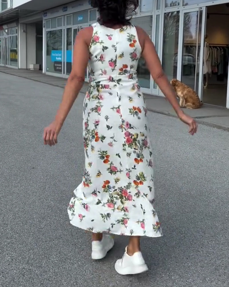 Sleeveless Printed Casual Dress
