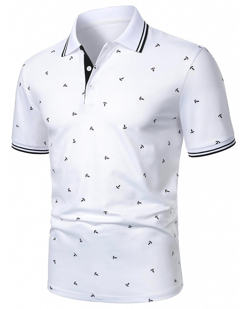 Polo Collar Arrow Pattern Casual T-Shirt