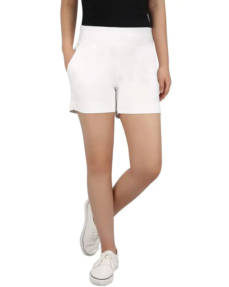 Solid Color Mid Waist Shorts