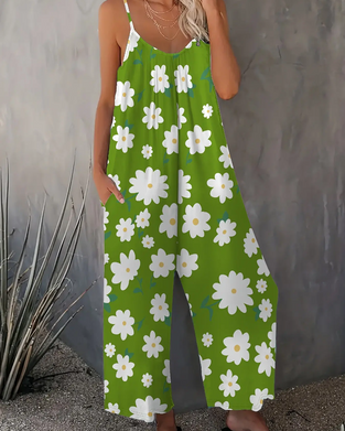 Casual Floral Print Jumpsuit