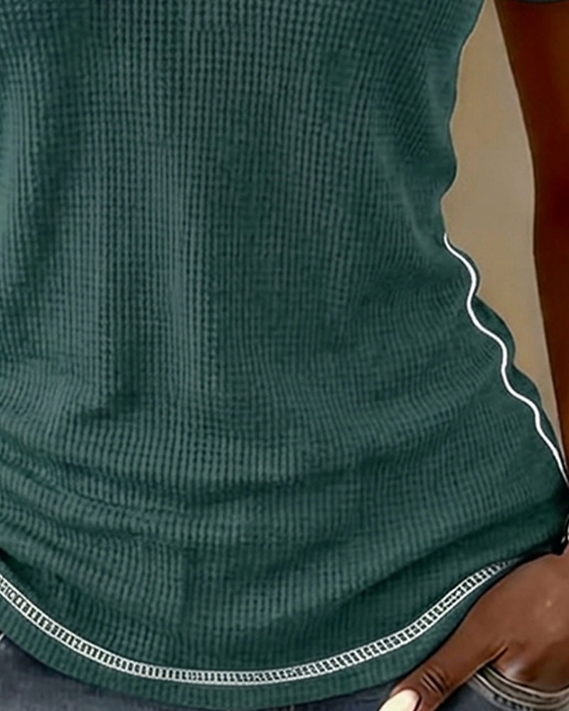 Waffle Knit Henley T-Shirt