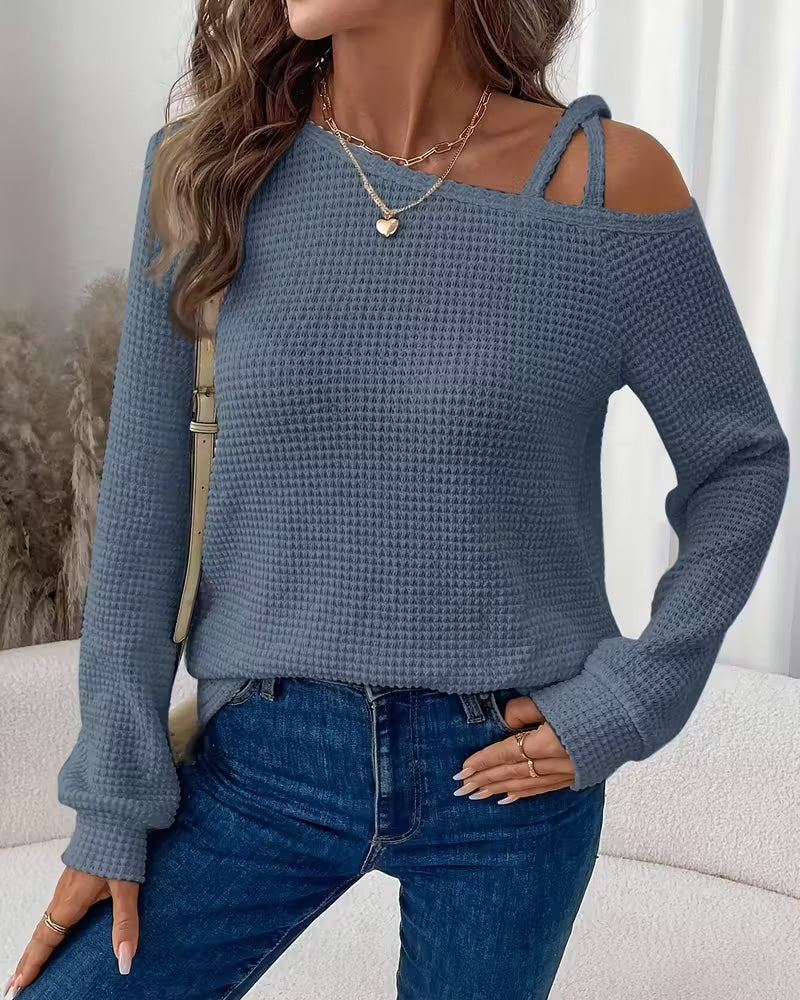 Off-Shoulder Long-Sleeved Casual Top