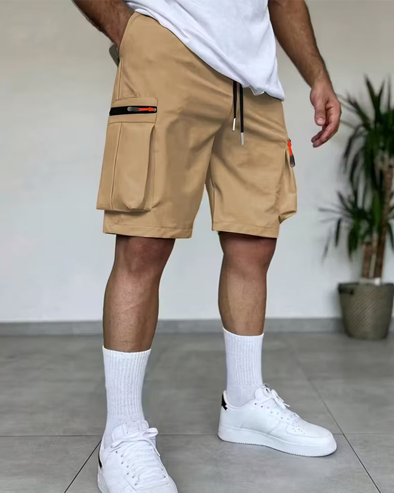 Men's Solid Loose Fit Short Cargo Pant