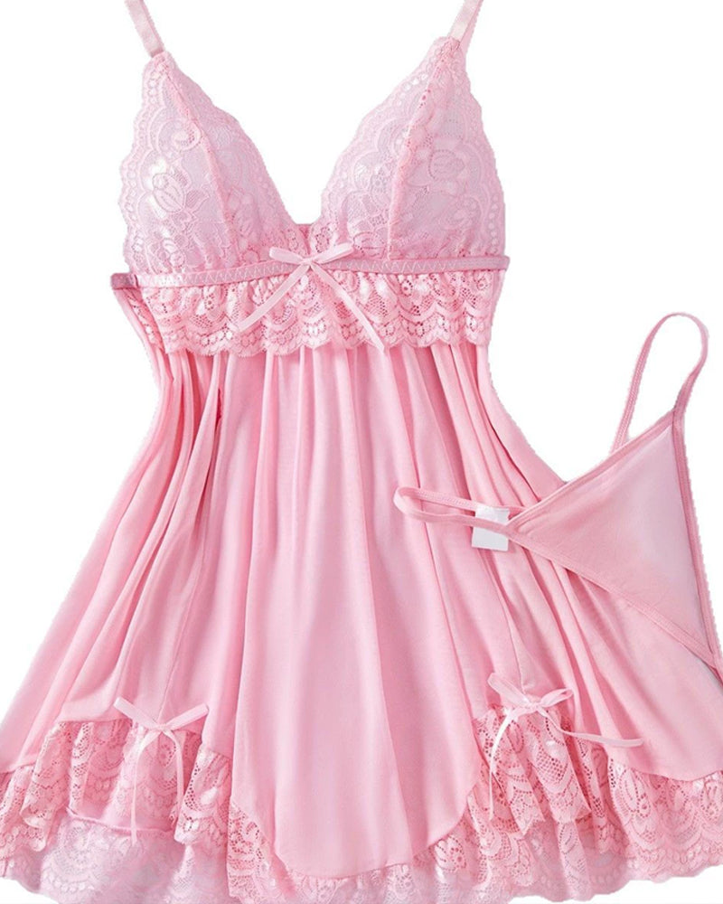 Lace Sheer Sleep Dress Set