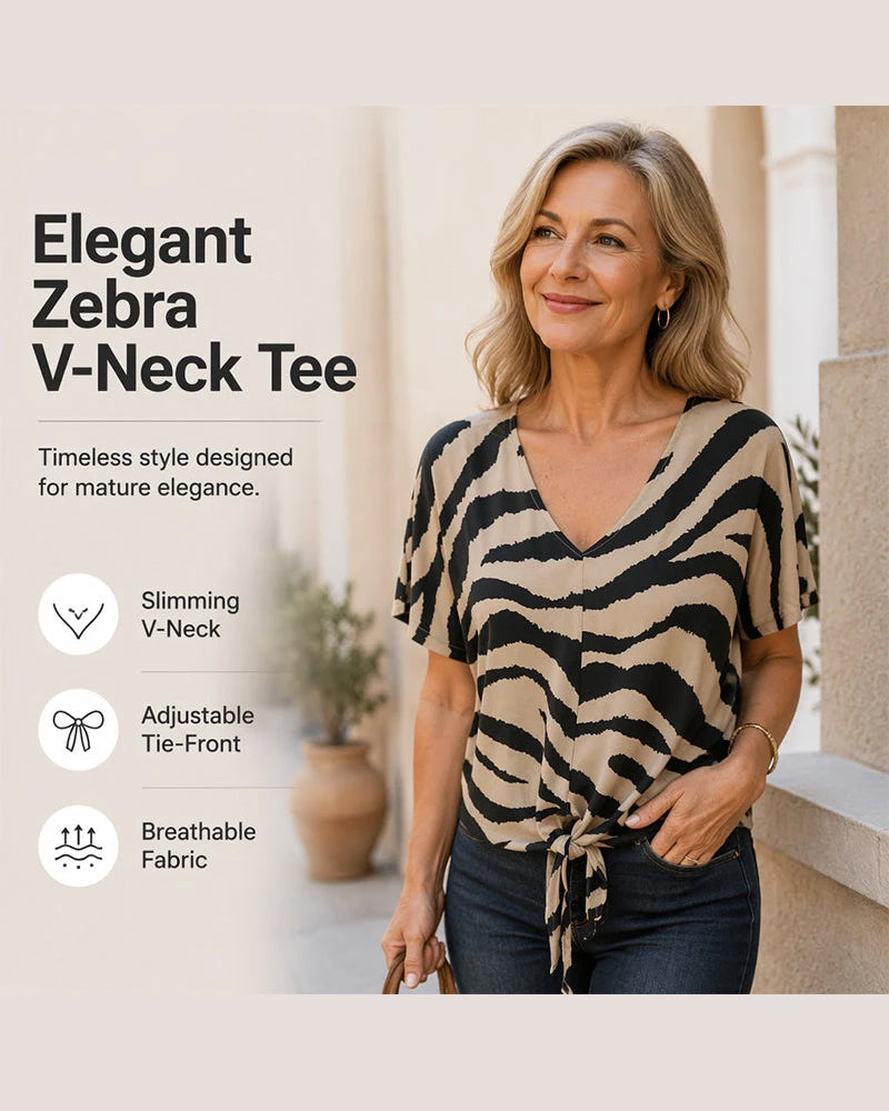 Elegant Zebra V-Neck Tee