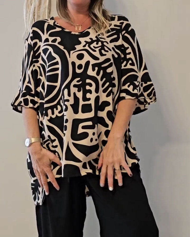 Abstract Botanical Print Loose Top