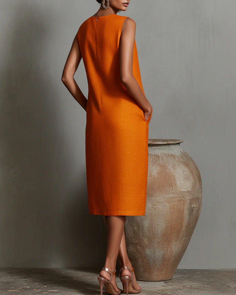 Casual Round Neck Sleeveless Dress