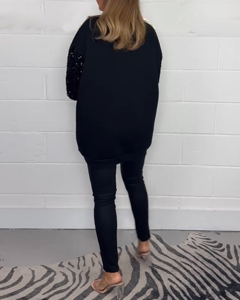 Round neck long sleeve casual pullover sweatshirt