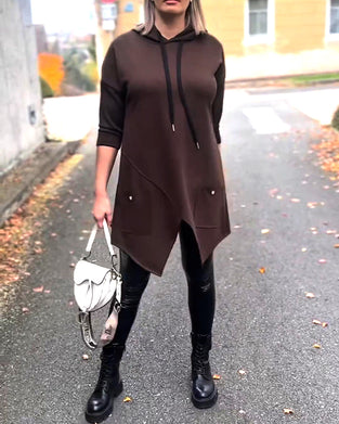 Hooded Casual Slits Long Sleeve Hoodie