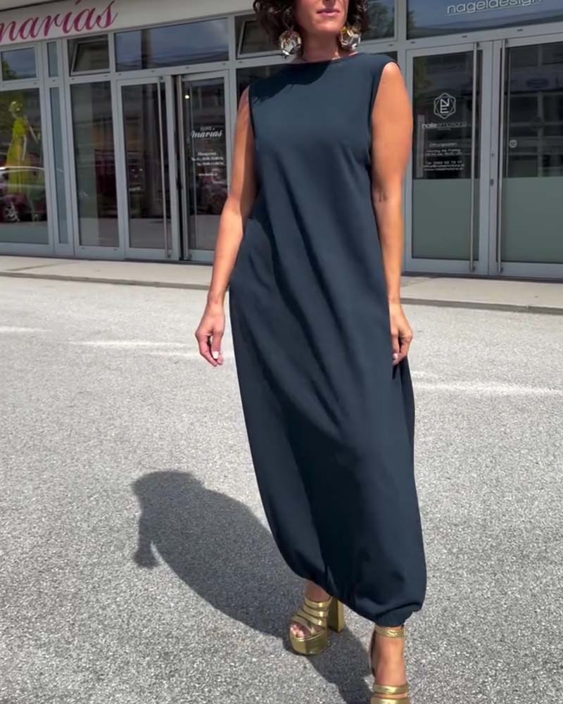 Mock Neck Sleeveless Loose Dress