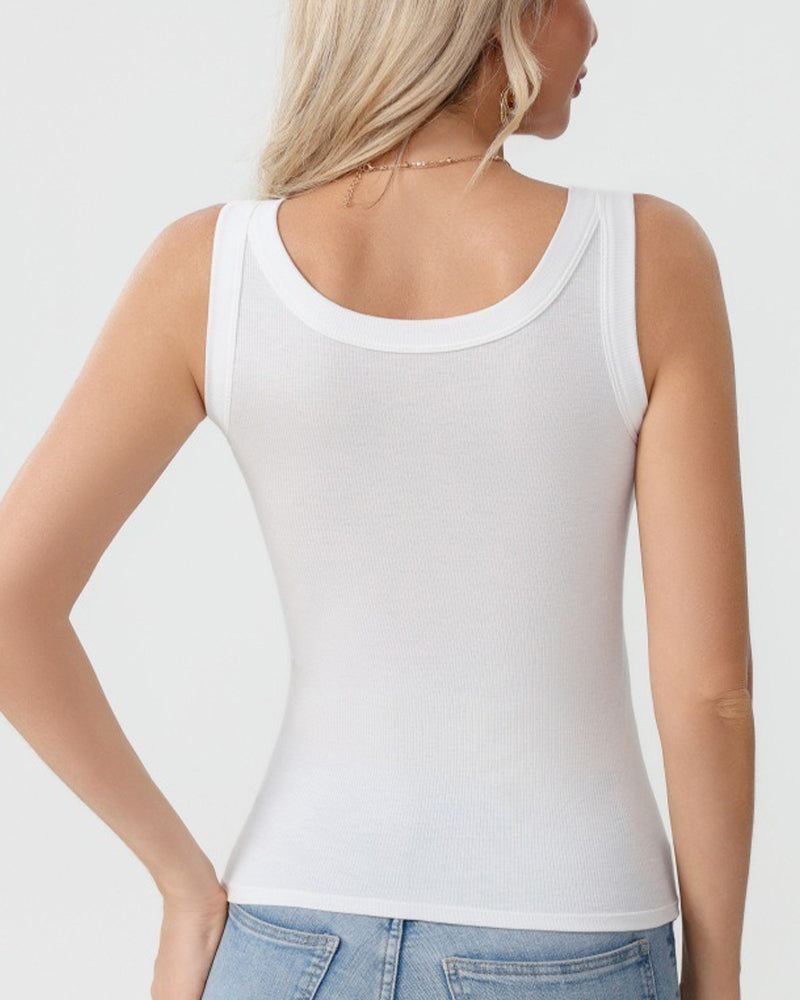 Solid Color Built In Bar Cami Top