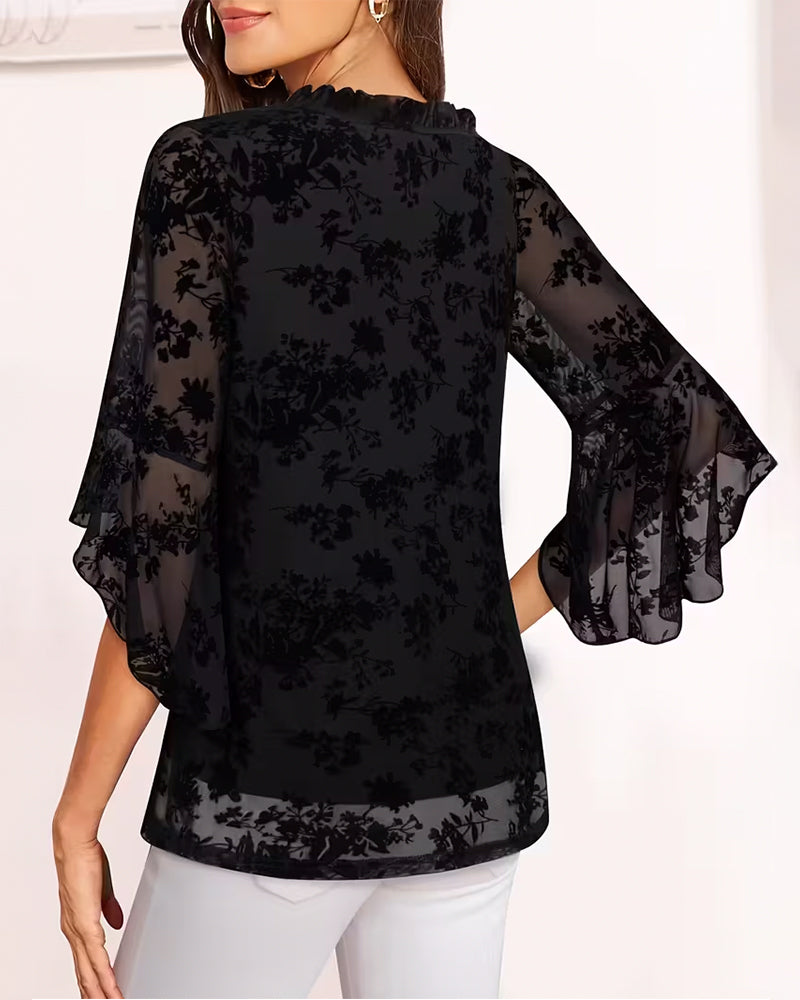 Elegant And Stylish Bell Sleeves Blouse