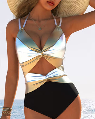 Halter-Neck Cutout One-Piece Swimsuit