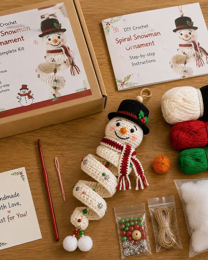 ☃️ DIY Spiral Crochet Snowman Kit