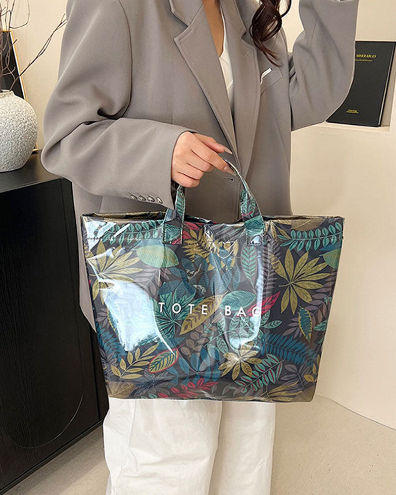 Women's Camo And And Leaf Print Tote Bag