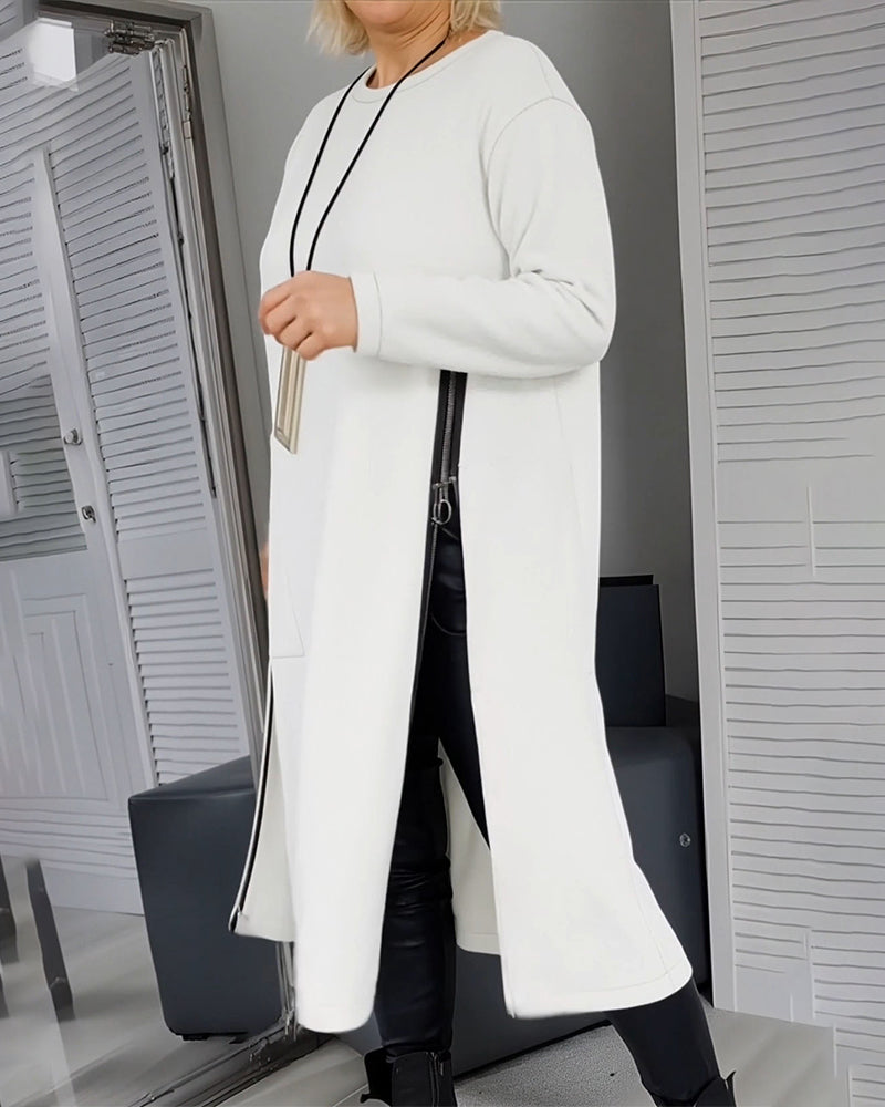 Stylish Large Pocket Zipper Design Dress