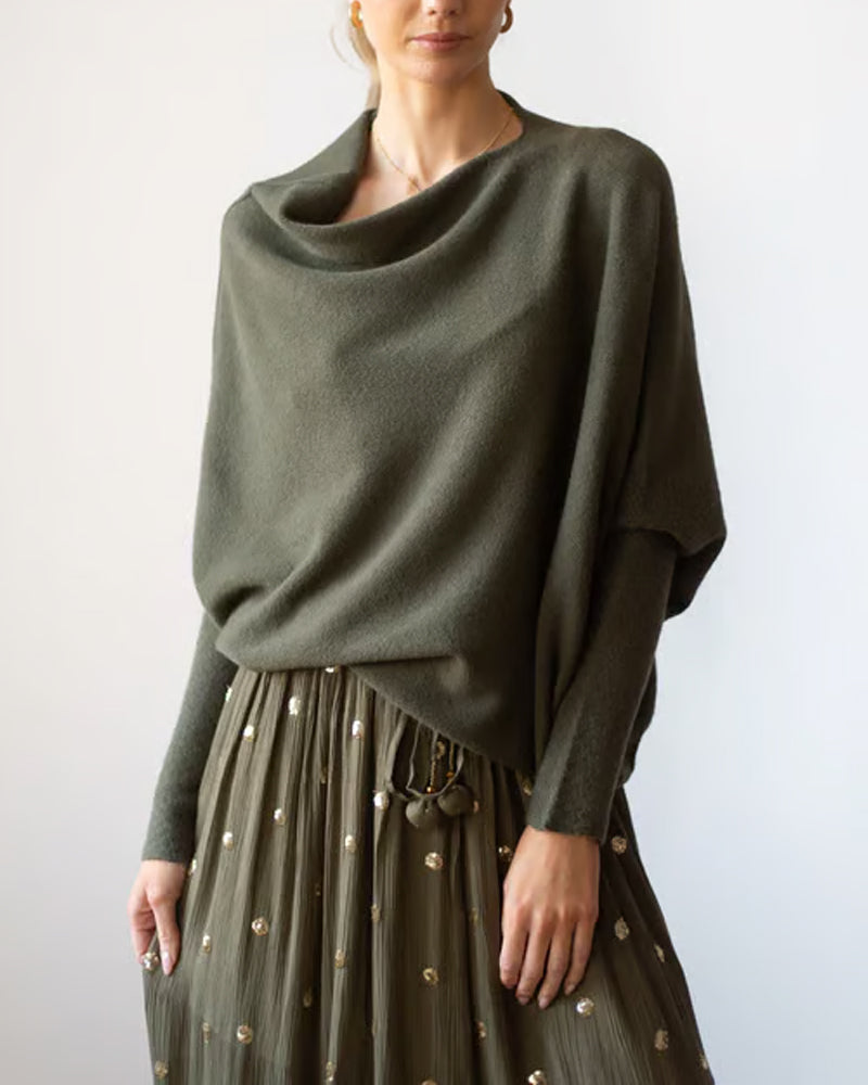 Innovative Asymmetric Draped Knitwear Apparel