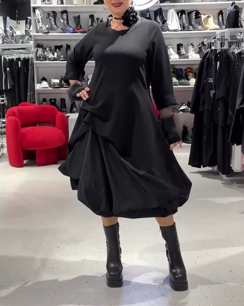 Solid Color Fashionable Patchwork Dress