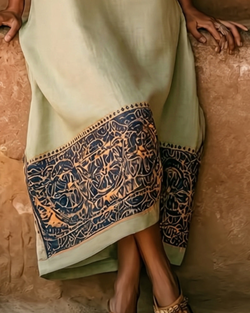 Ethnic Print Off-Shoulder Long Dress