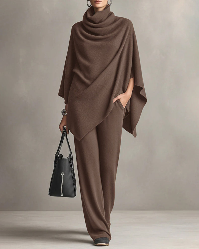 Turtleneck Top Wide-Leg Pants Set